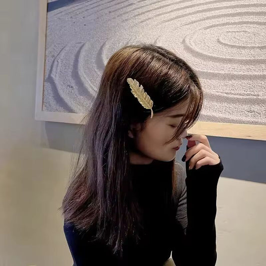 New Vintage Elegant Hair Side Clip Feather Leaf Shape Barrette Metal Hairpins Women Girls Clip Headwear Hair Accessories